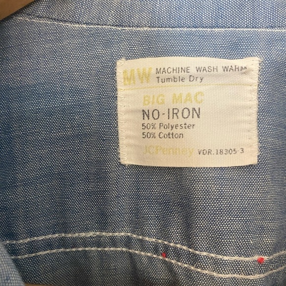 Big Mac JC Penny Mens Vintage Non Iron Blue Button Up Shirt - Picture 10 of 10